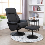 HOMCOM Recliner Armchair Swivel Executive Chair w/ Footrest Stool PU Leather Black