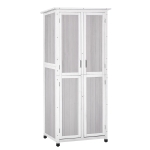 Outsunny Wooden Garden Cabinet 3-Tier Storage Shed Double-door Organizer w/ Hook Foot Pad
