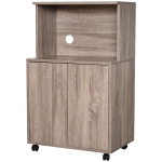 HOMCOM Kitchen Trolley 2-Door Cabinet W/Wheels, 60.4Wx40.3Dx97Hcm-White Oak(c-3)