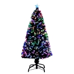 HOMCOM 5ft Christmas Decorations Pre-Lit Artificial Christmas Tree, Metal Stand - Green