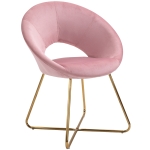 HOMCOM Modern Accent Chairs Velvet Upholstered Armchair with Gold Legs for Living room Bedroom Dinning Room Pink
