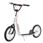 HOMCOM 90-96cm Kids Kick Scooter w/ Adjustable Handlebar Inflatable Wheels Brakes White