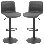 HOMCOM Retro Barstools Set of 2 PU Leather Adjustable Height Swivel Bar Chairs