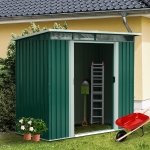 Outsunny 3.9 x 8ft Corrugated Steel Garden Shed - Green