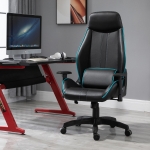 Vinsetto PU Leather Upholstered Gaming Chair w/ Lumbar Pillow Blue