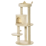 PawHut 3-Tier Deluxe Cat Activity Tree w/ Scratching Posts Ear Perch House Kitten Beige