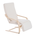 HOMCOM Wooden Lounger Chairs Rocking Armchair with Adjustable Footrest Creamy White