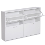 HOMCOM Modern 4 Drawer Shoe Cabinet Pull Down Shelf Storage Cabinet, 120Lx24Wx81H cm, Particle Board-White