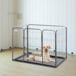 PawHut Heavy Duty Dog Pens Pet Puppy Metal PlayPen Foldable Kennel w/ PVC Tray Grey