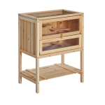 PawHut Pet Rodent Fir Wood Elevated 3-Tier Cage Wood Tone