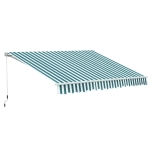 Outsunny Manual Retractable Awning, size (3m x2.5m)-Green/White Stripes