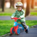 HOMCOM Toddler Training Walker Balance Ride-On Toy with Rubber Wheels Blue(c-2)