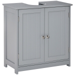 kleankin 60x60cm Under-Sink Storage Cabinet w/ Adjustable Shelf Handle Grey