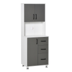 HOMCOM Modern Kitchen Pantry Cabinet Storage Cupboard with Open Countertop, 60L x 40W x 150Hcm-Grey