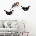 PawHut Cats Wall-Mounted MDF Shelf Bed w/ Fleece Cushion Brown