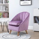 HOMCOM Decadent Single Lounge Chair in Velvet-Look Upholstery w/ Wooden Legs Navy(c-1)