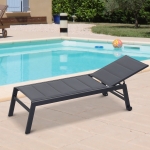 Outsunny Aluminium Frame Outdoor Garden Sun Lounger w/ Wheels Grey/Black