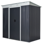 Outsunny 3.6 x 7.1ft Corrugated Steel Sliding Door Garden Shed - Grey