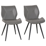 HOMCOM Set of 2 Contrast Stitched PU Leather Racing-Style Dining Chairs Accent Grey
