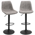 HOMCOM PU Leather Upholstered Twin-Pair Height Adjustable Barstools Black(c-3)