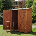 HOMCOM 2.4 x 4.5ft Wooden Double Door Garden Storage Shed(c-3)