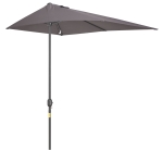 Outsunny 2.3m Half Round Parasol Umbrella Balcony Sun Shade Metal Grey