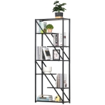 HOMCOM Industrial Storage Shelf Bookcase Floor Standing Display Rack with Metal Frame