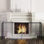 HOMCOM Extendable Fire Guard Screen, Freestanding Fire Screen Spark Guard, Folding Fireplace Cover, Wire Mesh, 81.5-160cm, Black