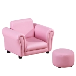 HOMCOM Children's PVC Single Seater Armchair with Footstool Pink