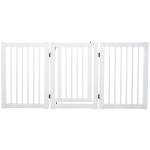PawHut MDF Freestanding Expandable Pet Gate w/ Latched Door Brown(c-2)