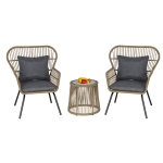 Outsunny 2 Seater Outdoor Patio Set 2 Chairs 1 Coffee Table Garden Balcony Deck