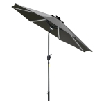 Outsunny 2.7m Garden Parasol Sun Umbrella w/ LED Solar Light Angled Canopy Grey