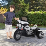 HOMCOM Children Ride On Motorbike W/Sound-Black/White(c-2)
