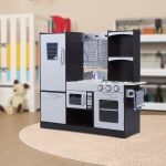 HOMCOM Kids MDF Pretend Play Minatare Kitchen Silver/Black(c-1)