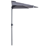 Outsunny 3 m Half Round Umbrella Parasol-Grey