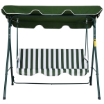 Outsunny Steel 3-Seater Swing Chair w/ Adjustable Canopy Green