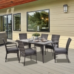 Outsunny 7 pcs Rattan Dining Set-Brown/Cream White(c-2)
