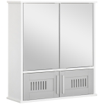 kleankin Bathroom Mirror Cabinet Wall Mount Storage Cupboard W/ Door and Shelves Grey