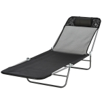 Outsunny Garden Lounger Recliner Adjustable Sun Bed Chair-Coffee(c-2)