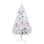 HOMCOM 6ft Artificial PVC Christmas Tree w/ Ornaments White