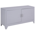 HOMCOM Steel Industrial Locker TV Stand - Grey