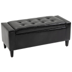 HOMCOM Storage Ottoman Bench PU Leather Upholstered Lift-Top Tufted Ottoman Black
