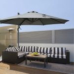 Outsunny 3(m) Offset Parasol Cantilever Hanging Umbrella 360° Rotation w/ Base Dark Grey