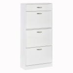 HOMCOM Shoe Cabinet with 4 Drawers Storage Cupboard w/ Flip Doors for 18 Pairs White