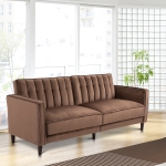 HOMCOM Sofa Bed Adjustable Back Thick Cushions, 205W x 98D x 98Hcm-Brown(c-1)