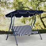 Outsunny Steel 3-Seater Swing Chair w/ Canopy Blue