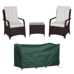 Outsunny 2-Seater Rattan Sofa set-Brown and Cream with Cover
