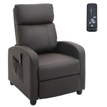 HOMCOM Recliner Sofa Chair PU Leather Massage Armcair w/ Remote Control, Brown