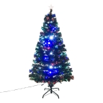 HOMCOM 5ft 150cm Fibre Optic Artificial Christmas Tree W/ Multi colour LED Lights-Green