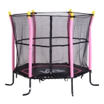 HOMCOM Kids Mini Trampoline with Net, Φ155x122.5H cm, Steel Frame-Pink(c-3)